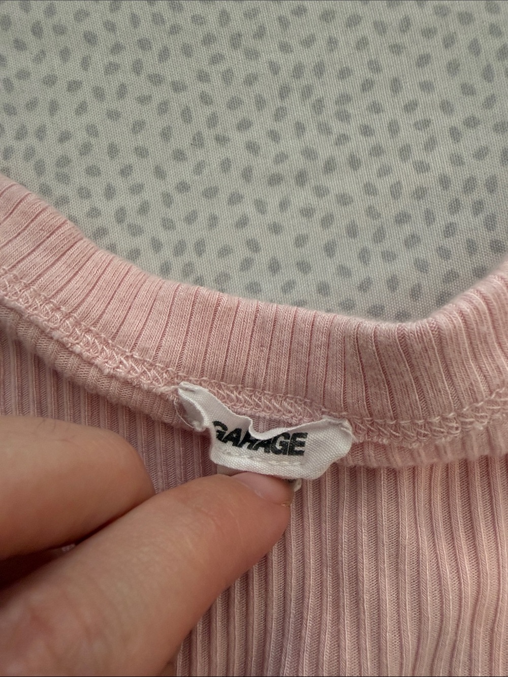 Garage Ribbed Light Pink V-Neck Cropped Tank - Picture 2 of 2